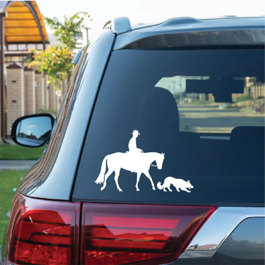 Cowboy and Border Collie Vinyl Decal