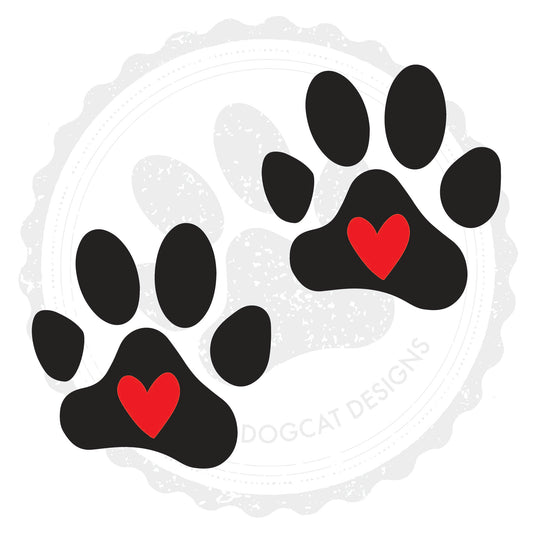 Paw Prints with Hearts Vinyl Decal