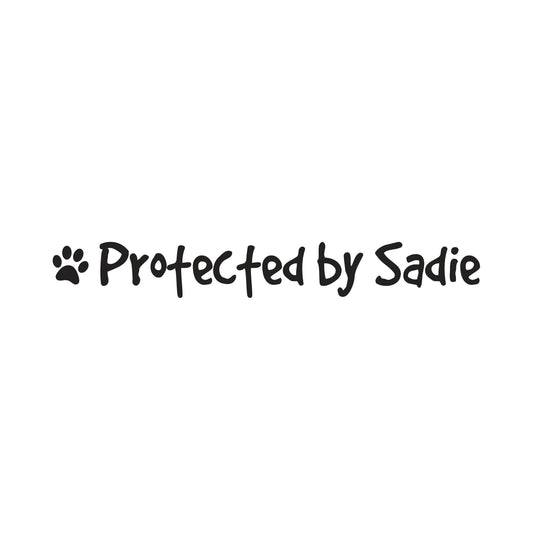 Personalized Protected By [Dog’s Name] Vinyl Decal